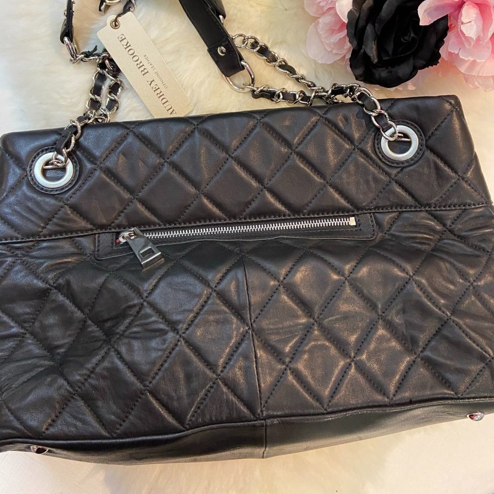 Audrey Brooke Black Quilted Leather Handbag